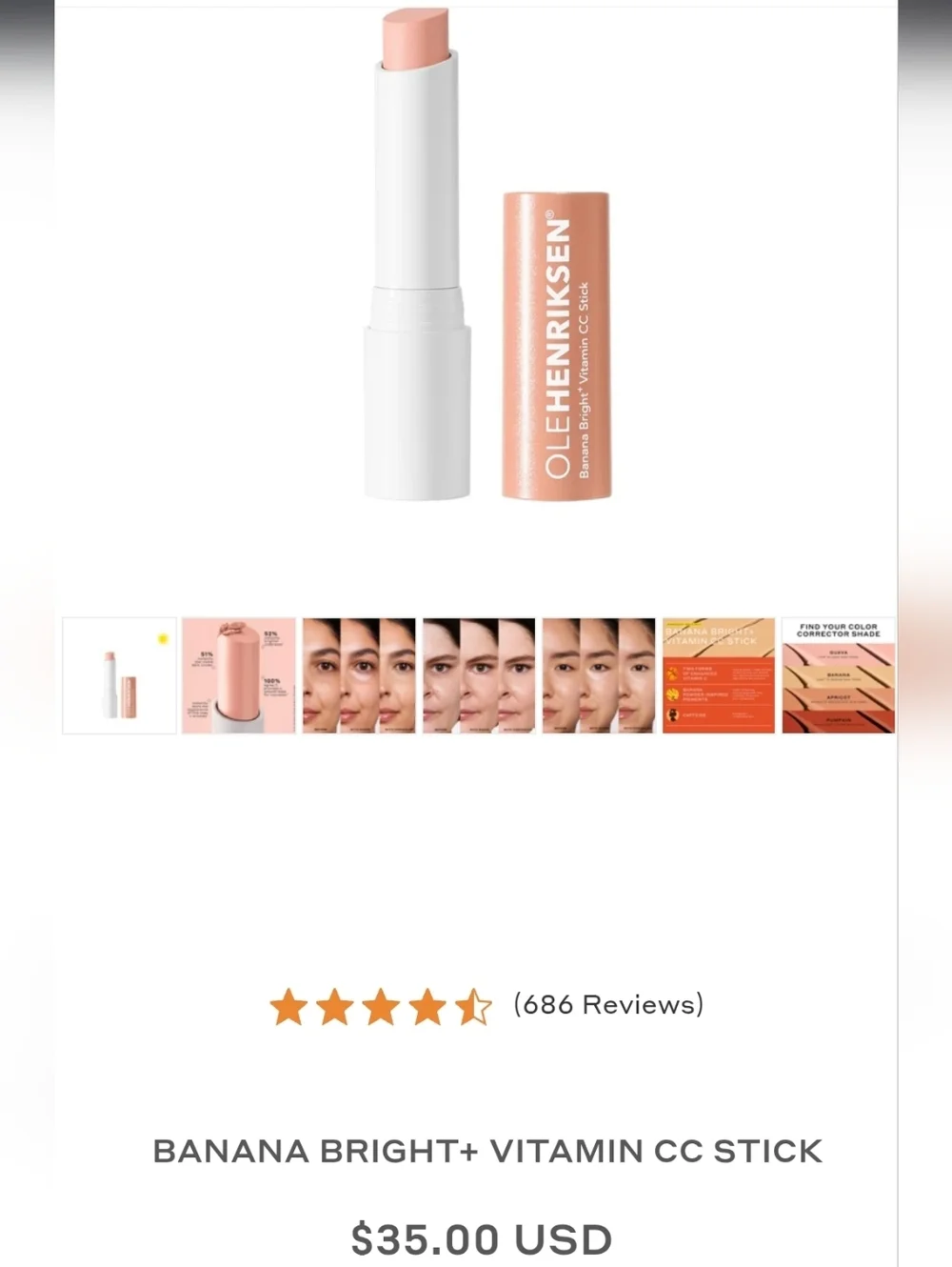 Ole Henriksen Banana Bright Vitamin CC Stick brightens color corrects NEW GUAVA